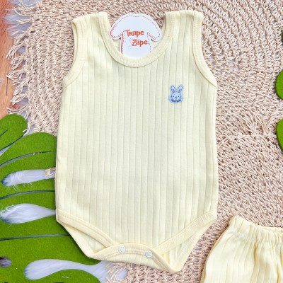 Conj. Body Regata e Short Canelado - Amarelo